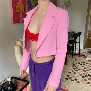 Zara Cropped Pink Blazer